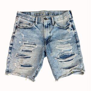 American Eagle Ripped Jeans Shorts Mens Size 31 Light Wash Edgy Distressed Denim